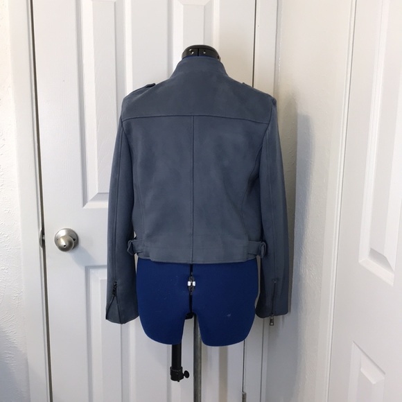 Banana Republic Slate Blue Faux Suede Moto Jacket Size S - Picture 10 of 14